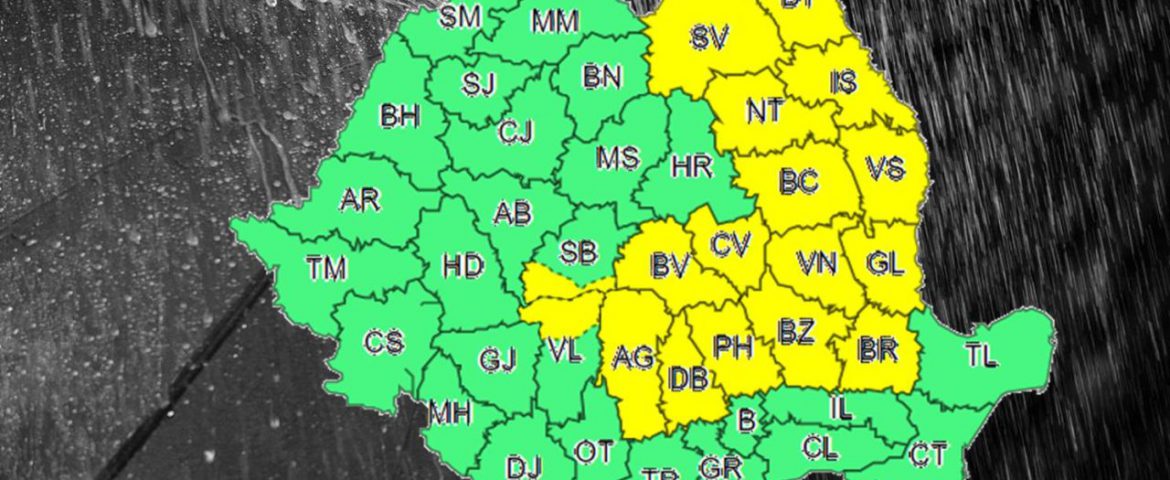 Județul Suceava se va afla sub Cod galben în următoarele 24 de ore. Sunt prognozate ploi însemnate cantitativ