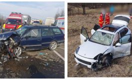 Accident rutier pe raza comunei Bunești. Mașina unui șofer de 60 de ani s-a izbit într-un Porsche. Sunt patru victime
