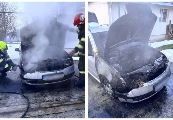 Necaz în Duminica Floriilor. Un incendiu s-a declanșat la un autoturism aflat în curtea unei locuințe din Fălticeni