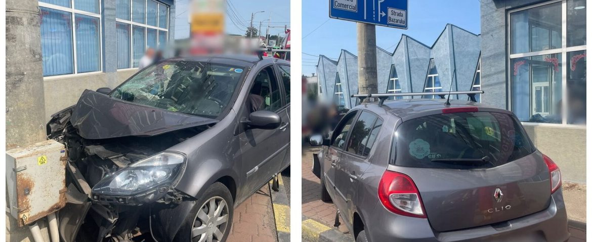 Șoferiță din Rădășeni implicată într-un accident rutier. Cinci persoane au fost rănite. Mașina s-a oprit într-un stâlp