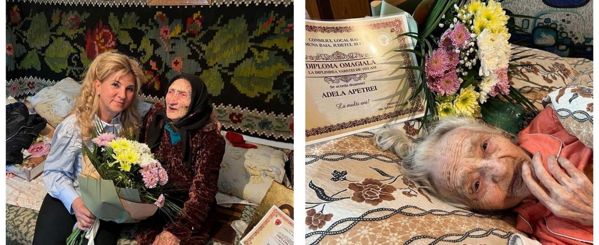 Două bunici din comuna Baia au împlinit 102 și 103 ani. Primarul Maria Tomescu le-a oferit „Diploma Omagială”