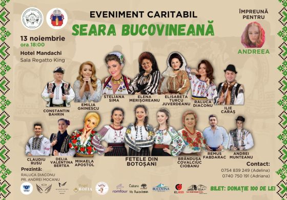 Sprijin pentru Andreea Anița! ASCOR organizează un eveniment caritabil cu nume sonore din folclorul românesc