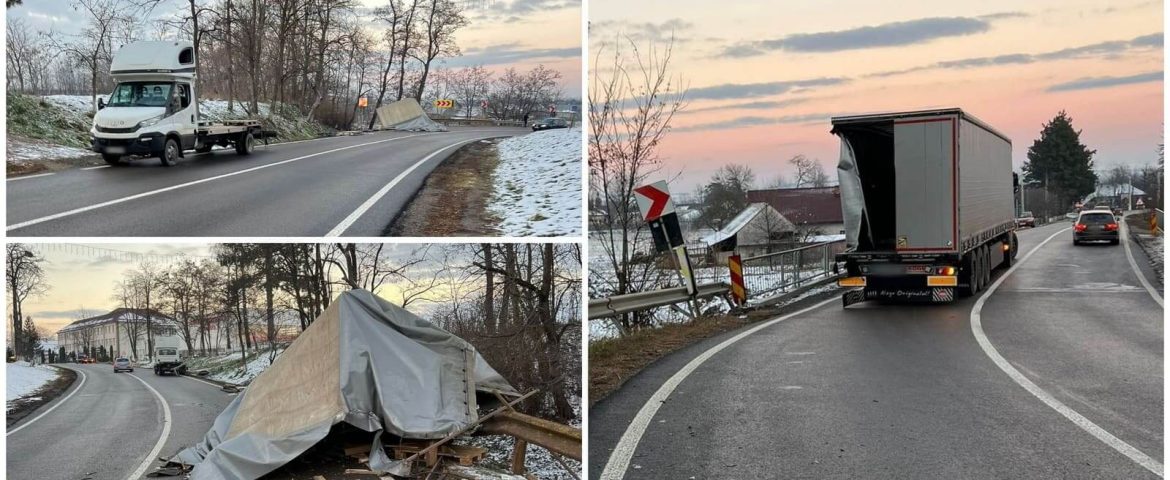 Accident rutier produs pe raza comunei Boroaia. Un autotren și un autocamion s-au acroșat într-o curbă periculoasă