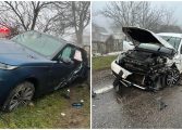 Accident rutier în comuna Drăgușeni. Coliziune între două autoturisme. Un adult și un minor au ajuns la spital