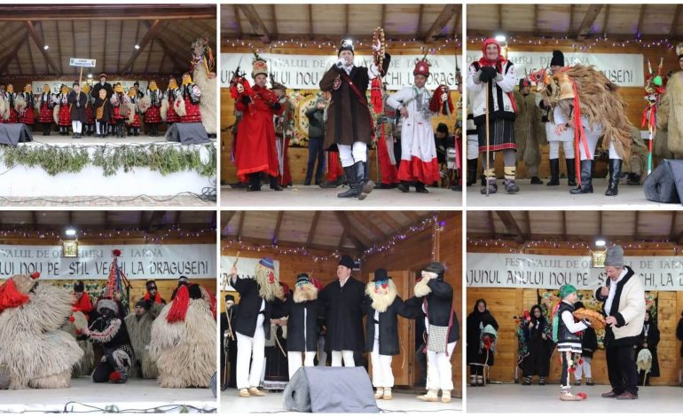 Spectacol deosebit în comuna Drăgușeni. Urătorii și mascații au revenit la Festivalul datinilor de iarnă pe stil vechi