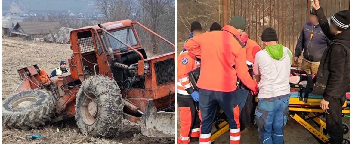 Accident la marginea unei păduri din comuna Preutești. Un bărbat s-a rănit într-un TAF scăpat de sub control