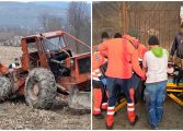 Accident la marginea unei păduri din comuna Preutești. Un bărbat s-a rănit într-un TAF scăpat de sub control