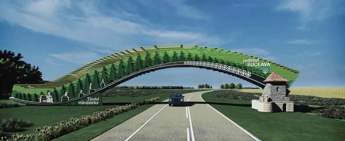 Consiliul Județean Suceava publică primele informații și imagini cu noua poartă de intrare din Comuna Drăgușeni