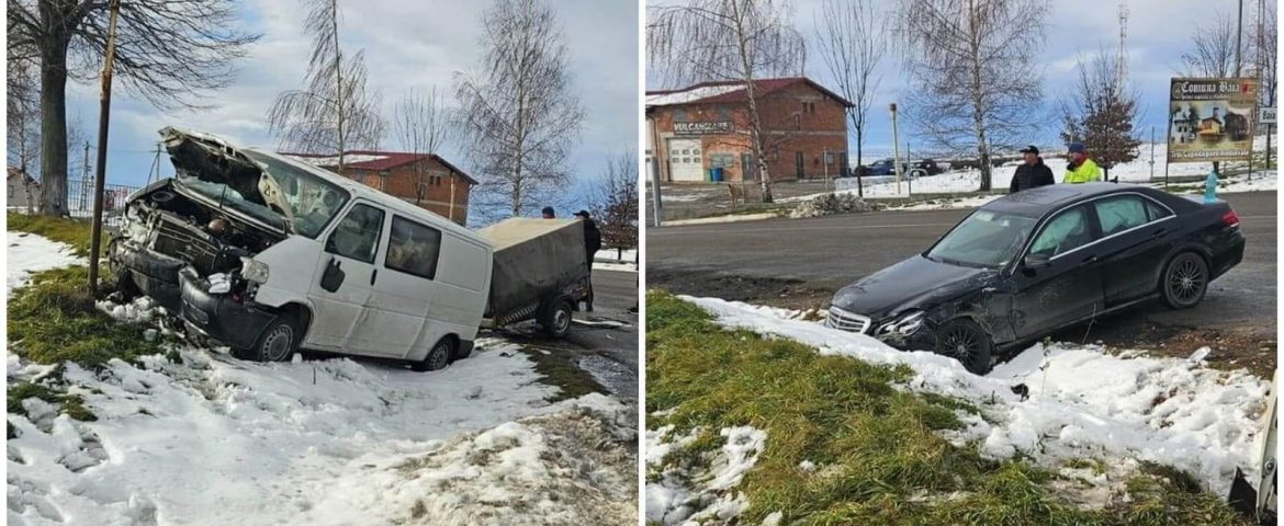 Accident rutier produs la ieșirea din Fălticeni spre Baia. Două mașini s-au ciocnit. Sunt două persoane rănite