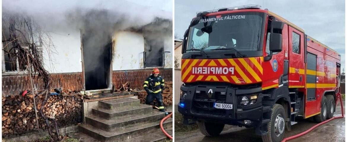 Incendiu în satul Bogata. Flăcările ard în interiorul unei case. Paramedicii au transportat un bărbat la spital