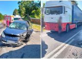 Accident rutier în comuna Drăgușeni. Un autotren și un autoturism s-au ciocnit. Două persoane sunt rănite